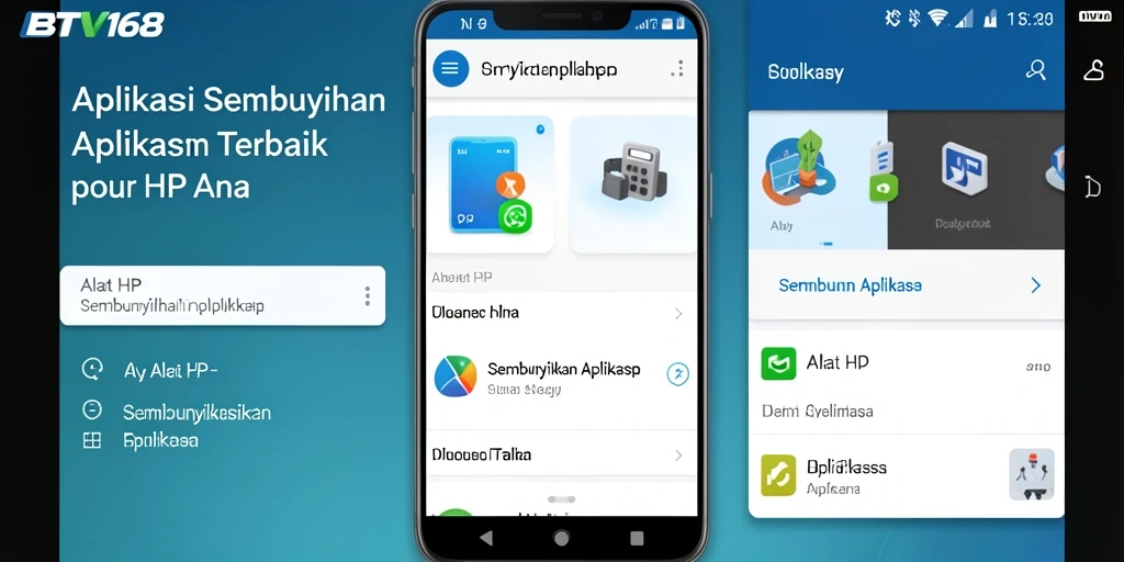 Antarmuka BTV168 menampilkan opsi untuk menyembunyikan aplikasi dengan mudah.