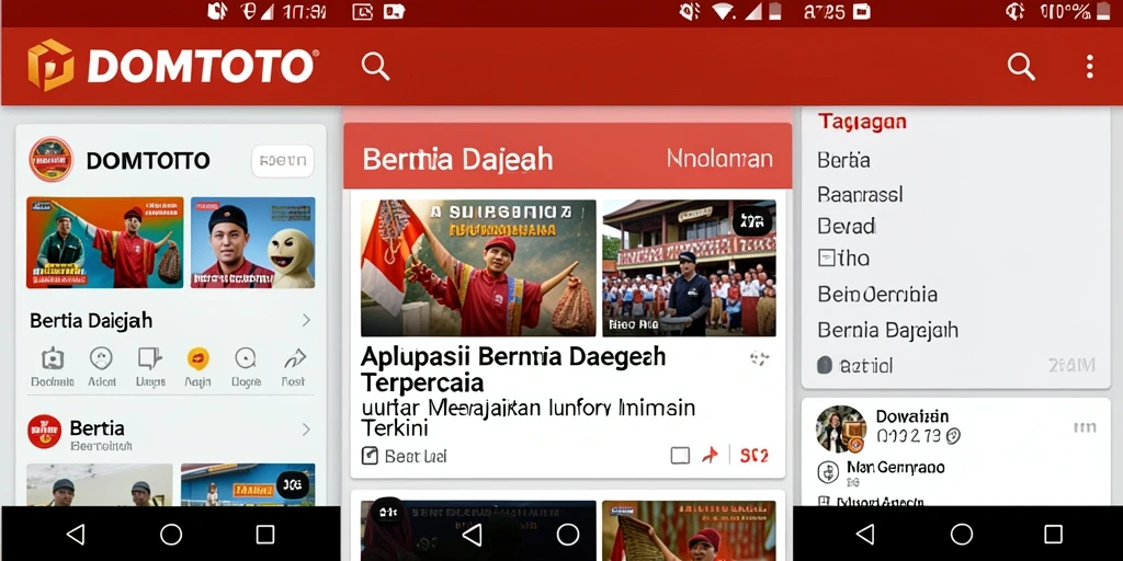 Antarmuka aplikasi DOMTOTO menampilkan berita daerah terkini dengan jelas.