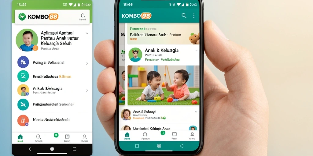 Tampilan antarmuka KOMBO88 yang sederhana dan intuitif untuk pemantauan anak.