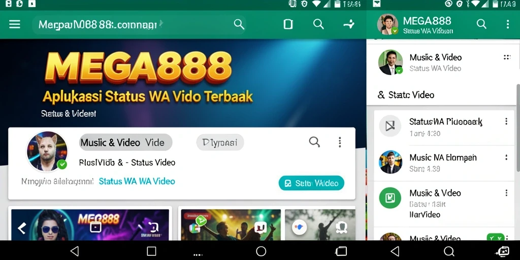 Tampilan antarmuka MEGA888 untuk video Status WA yang menarik.