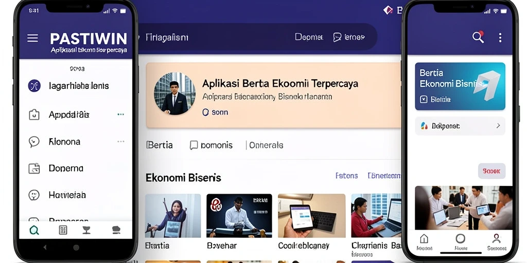 Antarmuka utama PASTIWIN menampilkan berita ekonomi terkini.