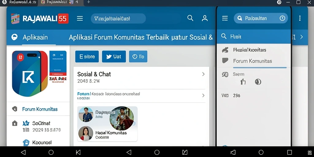 Antarmuka aplikasi RAJAWALI55 dengan fungsi Forum Komunitas yang interaktif.