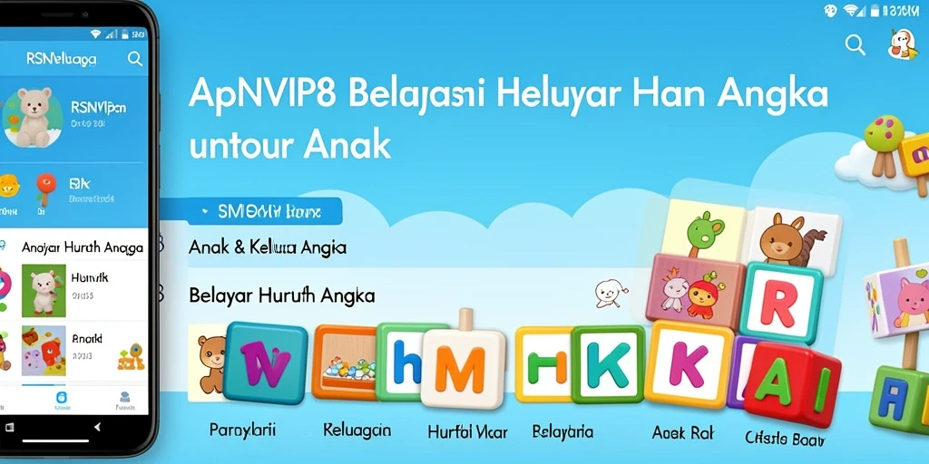 Tampilan aplikasi RSNVIP8 untuk belajar huruf dan angka.